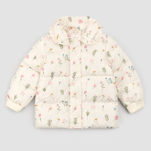 Girls Puffer Jacket | Pressed Florals on Birch