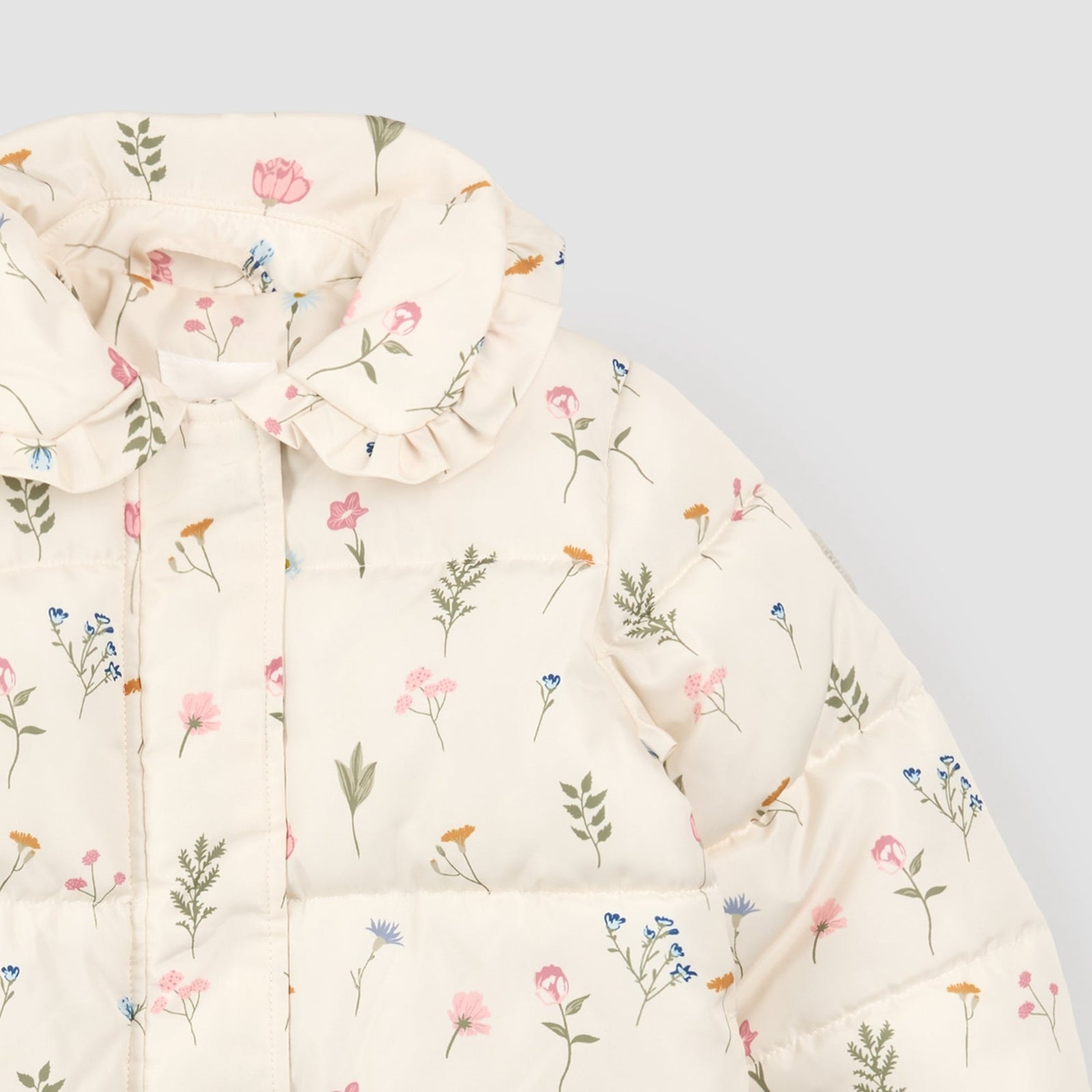 Girls Puffer Jacket | Pressed Florals on Birch