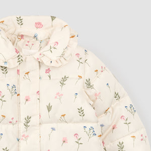 Girls Puffer Jacket | Pressed Florals on Birch
