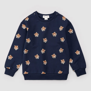 Long Sleeve Sweatshirt | Go Tigers Print on Blue