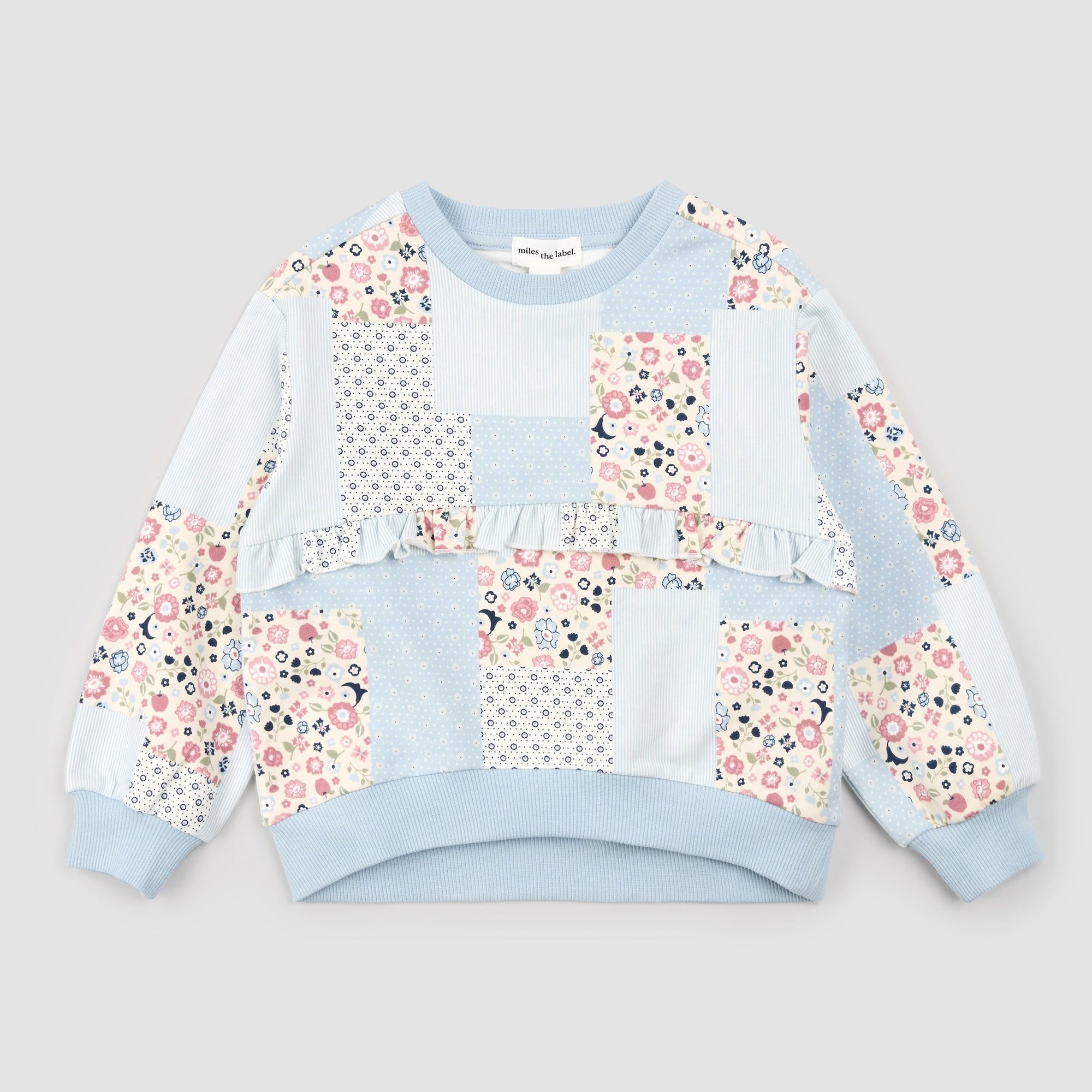 Celestial Sweatshirt with Floral Patchwork Print