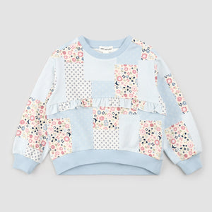 Celestial Sweatshirt with Floral Patchwork Print