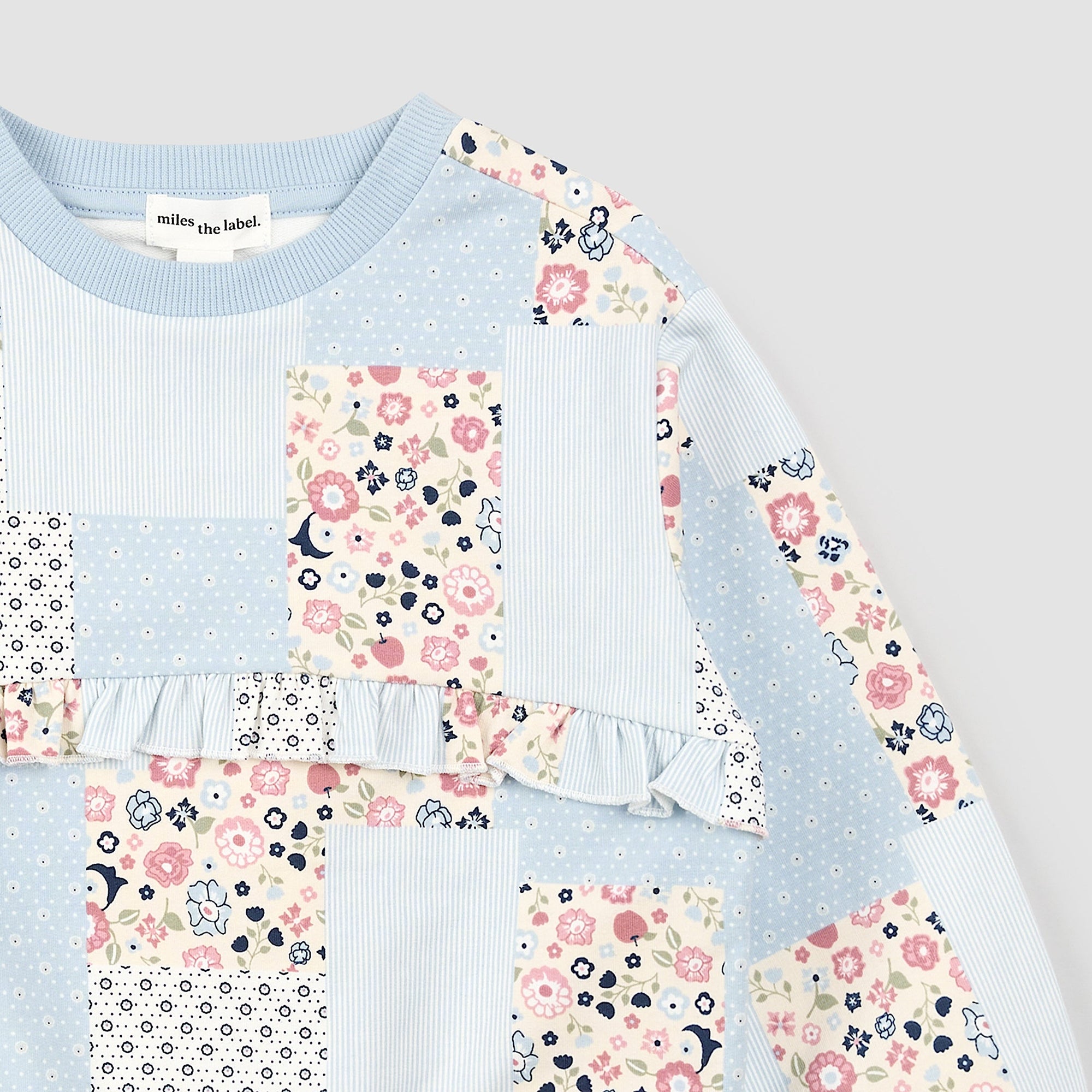 Celestial Sweatshirt with Floral Patchwork Print