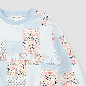 Celestial Sweatshirt with Floral Patchwork Print