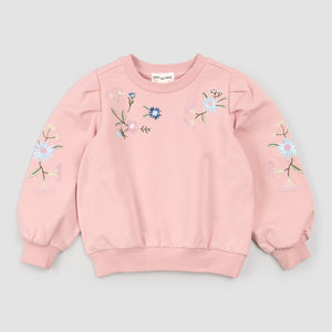 Miles Pink Sweatshirt with Floral Embroidery