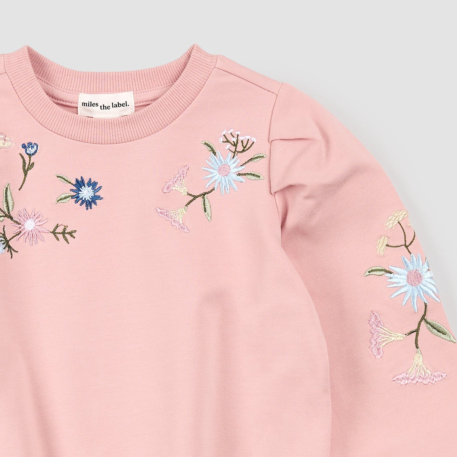 Miles Pink Sweatshirt with Floral Embroidery