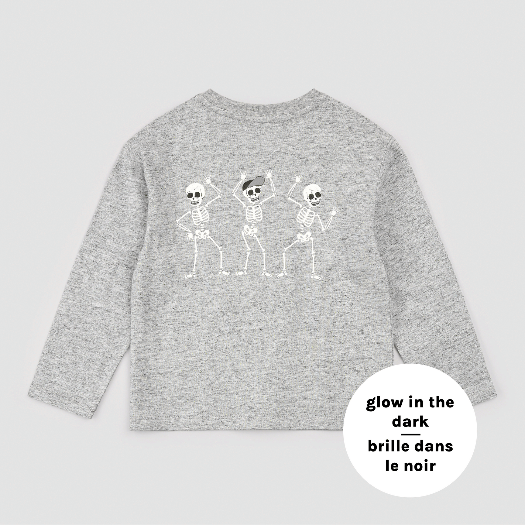 Skeleton Crew Glow-in-the-Dark Heather Grey Long-Sleeve Tee