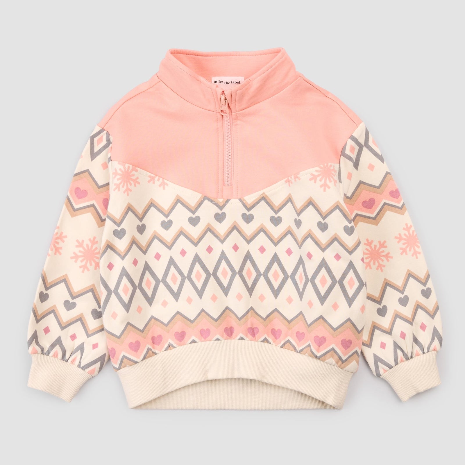 Pink Fairisle Fleece Half Zip Pullover