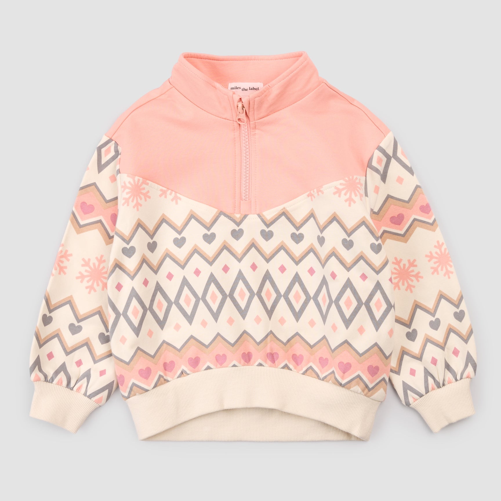 Pink Fairisle Fleece Half Zip Pullover
