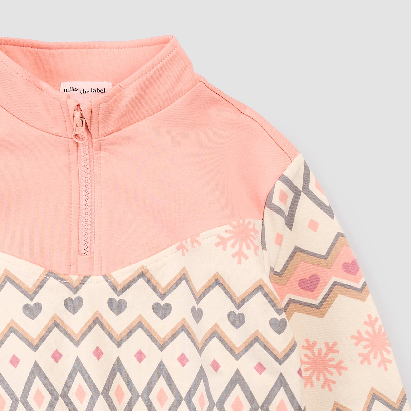 Pink Fairisle Fleece Half Zip Pullover