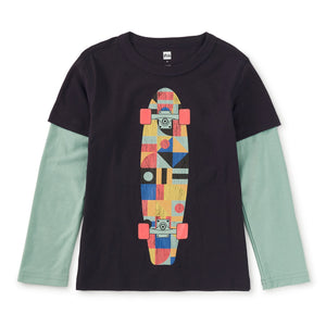 Long Sleeve Layered Graphic Tee | Skateboard