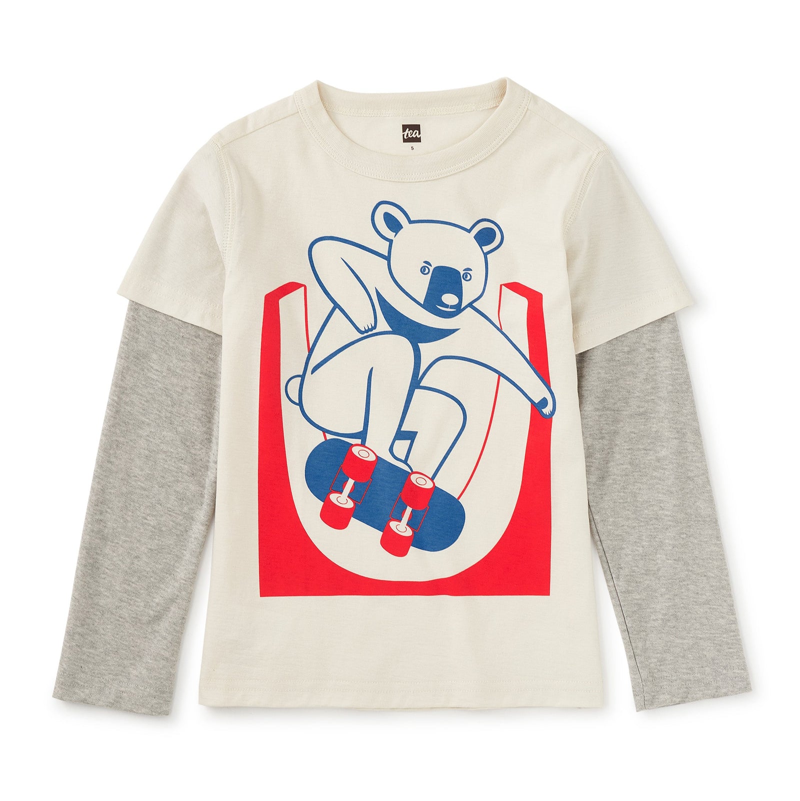 Long Sleeve Layered Graphic Tee | Skater Moon Bear