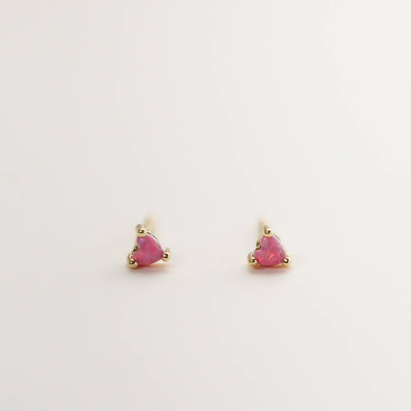 Heart Pink Opal Stud Earrings | 18k Gold Vermeil