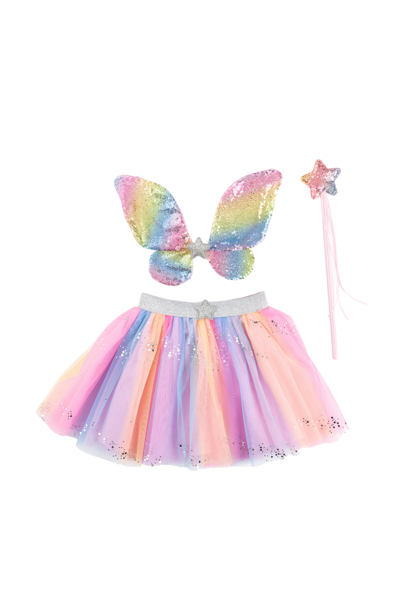 Rainbow Sequins Skirt, Wings & Wand Set