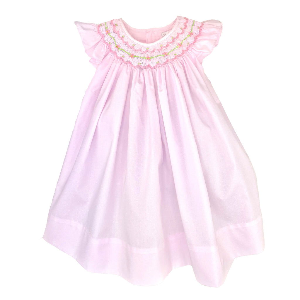 Pink Angel Wing Bishop Smocked Dress