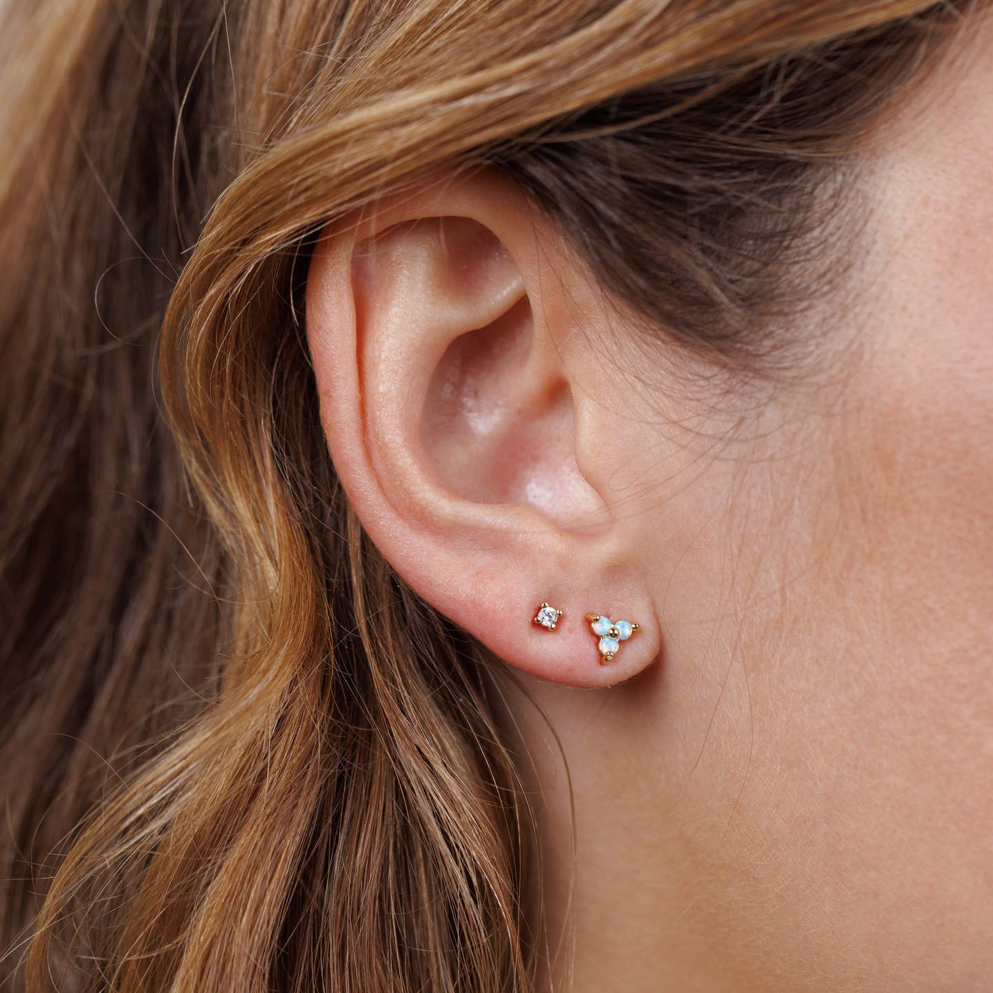 Trio Cluster Fire Opal Stud Earrings | 18k Gold Vermeil