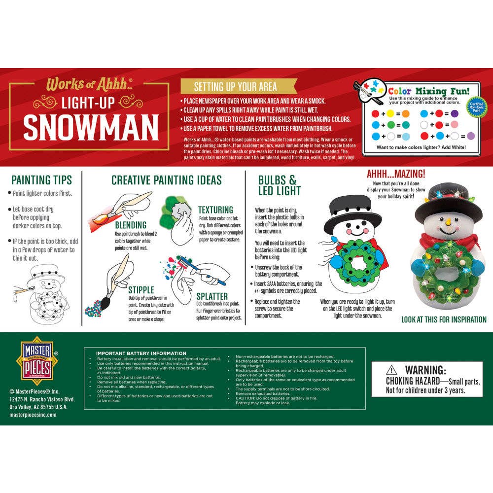 Light-Up Snowman Plaster Paint Kit