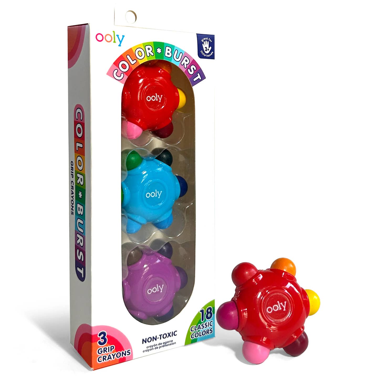 Color Burst Easy Grip Crayons | Set of 3 / 18 Classic Colors