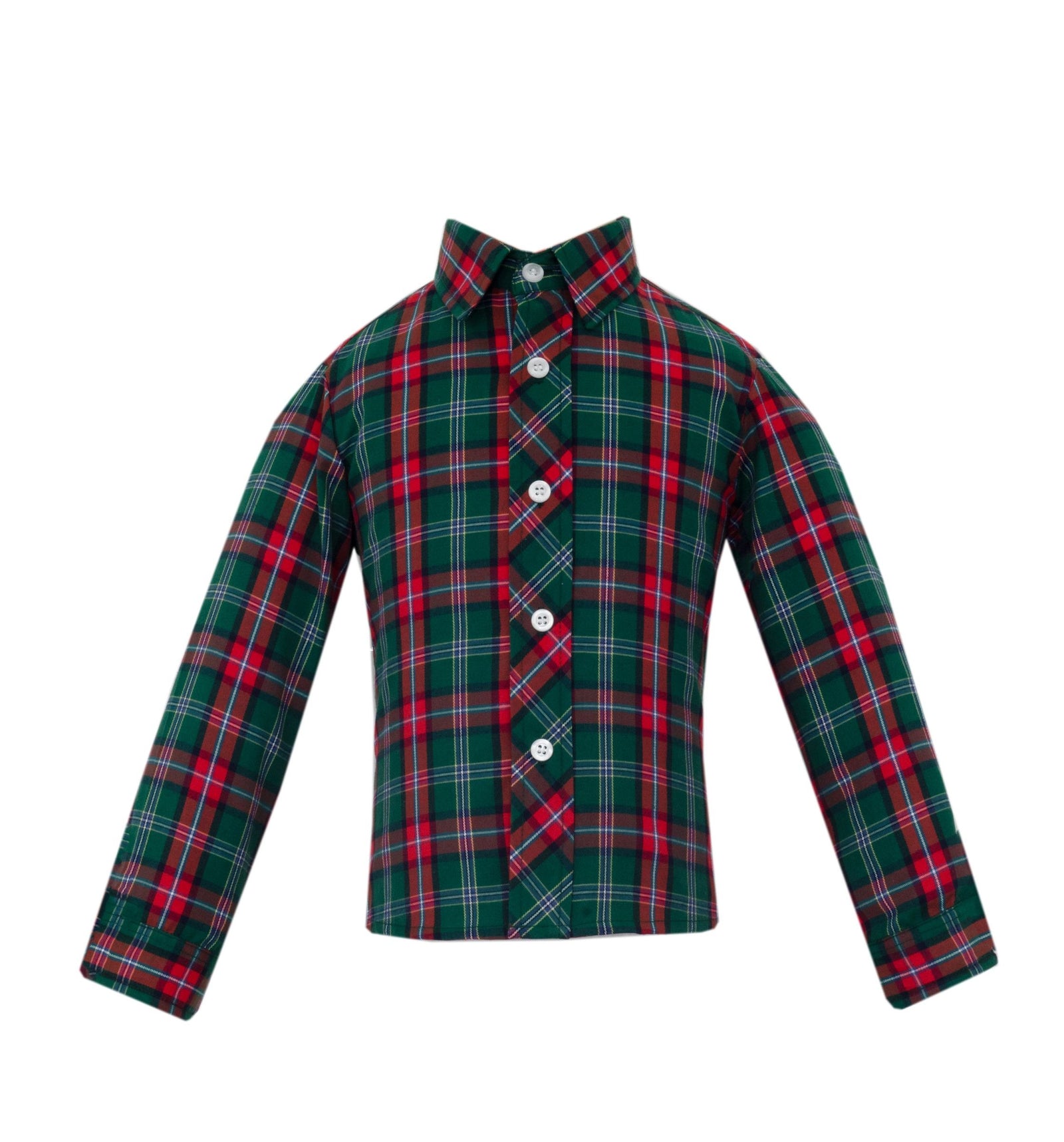 Green and Red Plaid Button Down Long Sleeve Michael Shirt