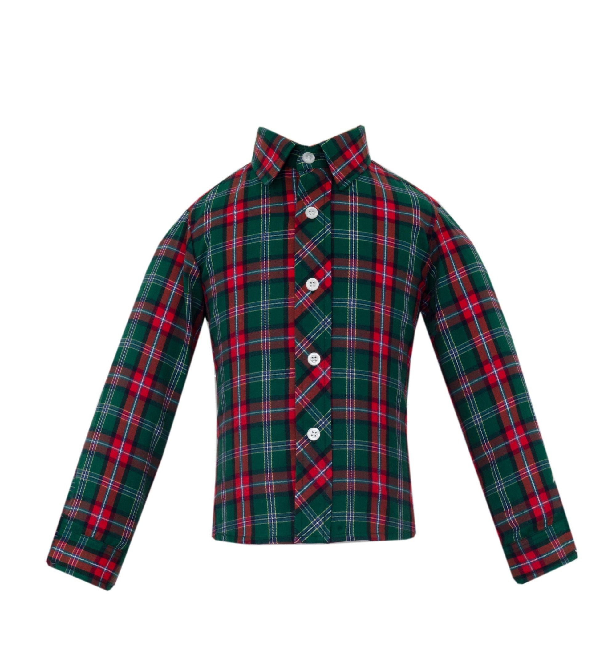 Green and Red Plaid Button Down Long Sleeve Michael Shirt