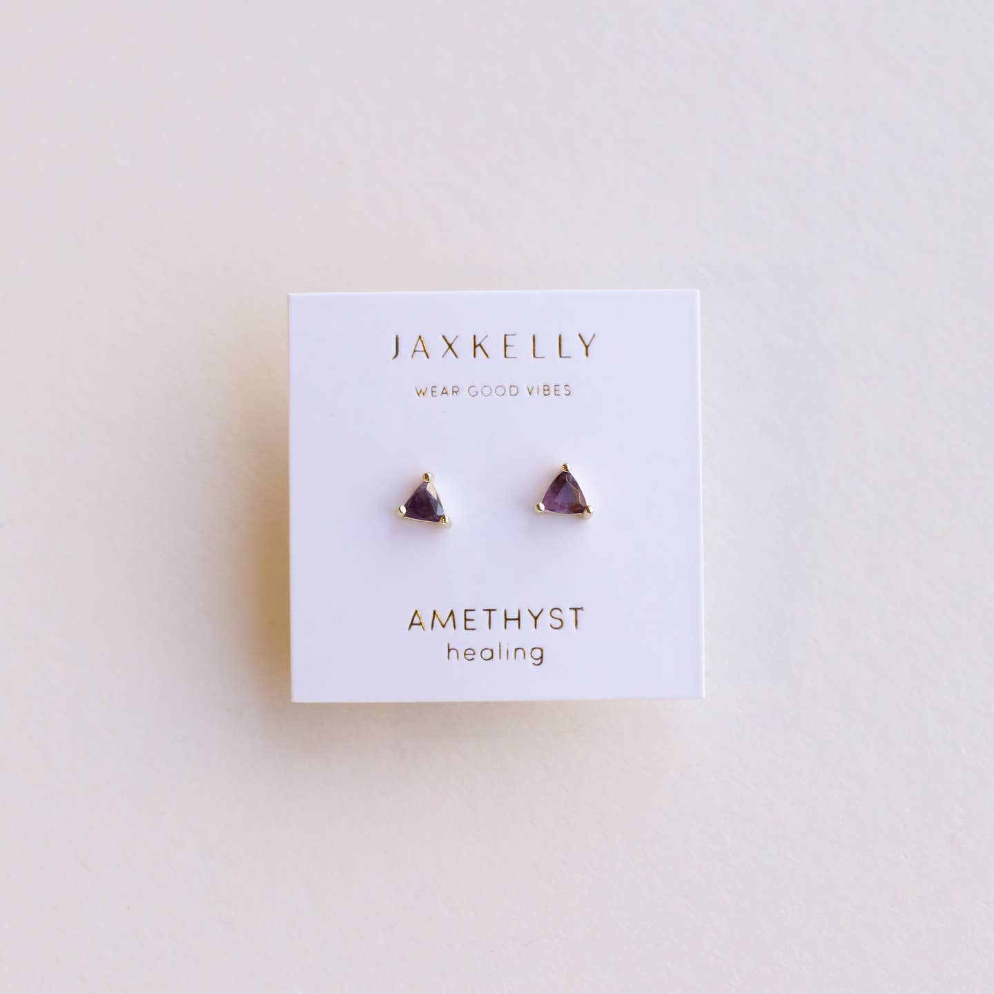 Mini Triangle Amethyst Stud Earrings | 18k Gold Vermeil