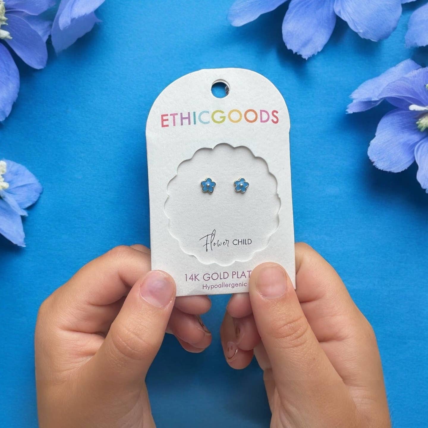 Blue Flowers Tiny Stud Kids Earrings