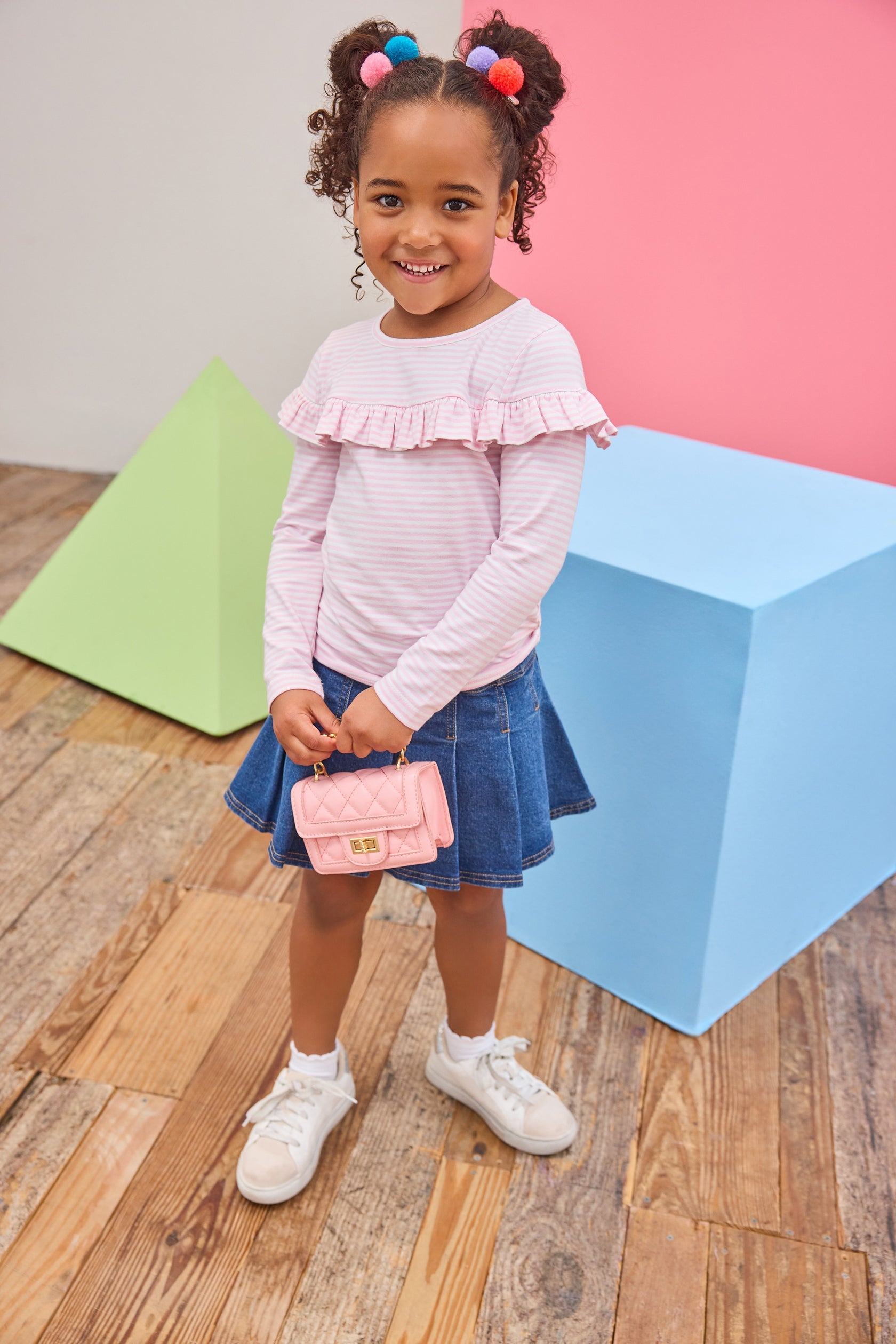 Pleated Mini Skort | Denim