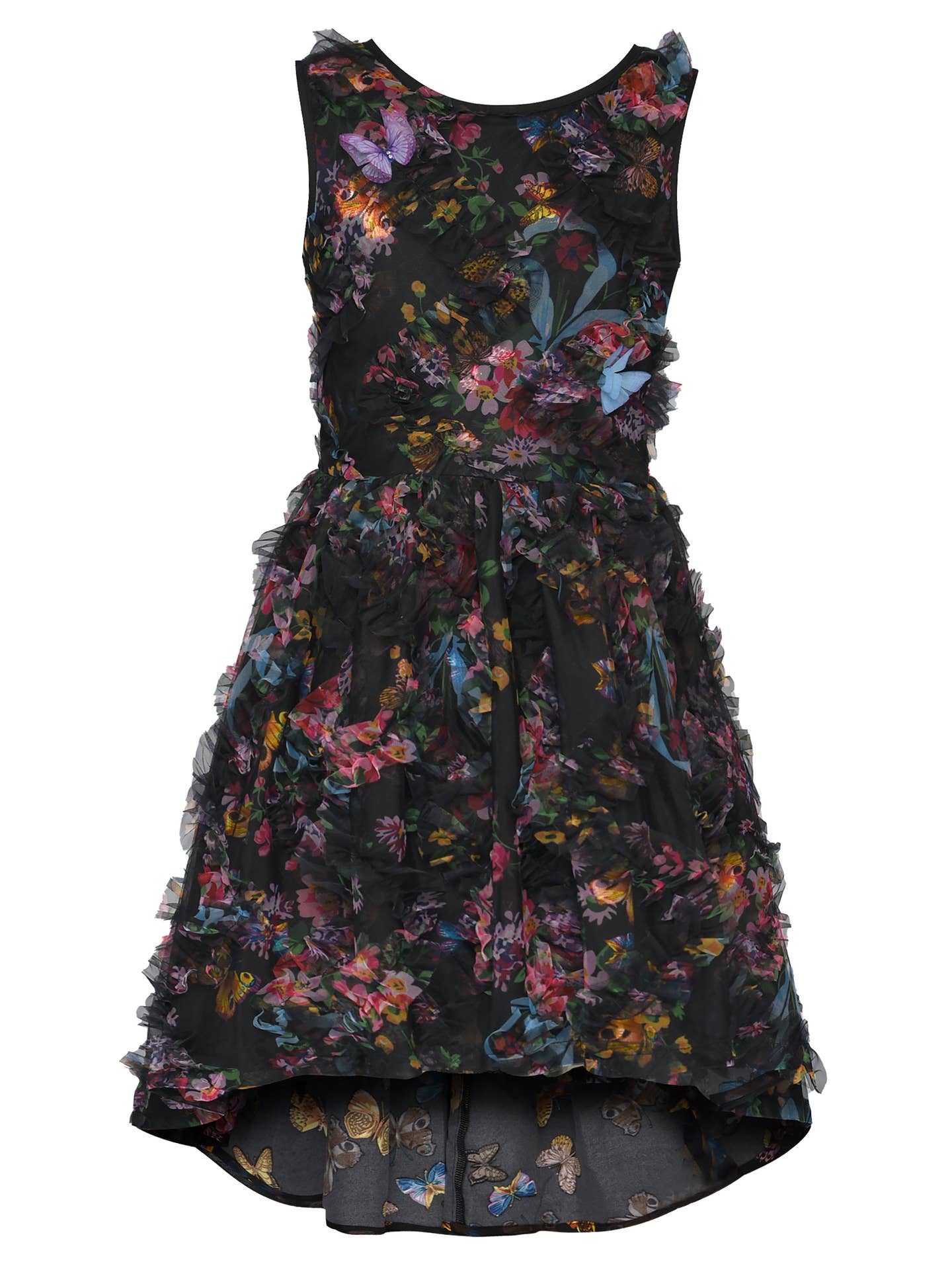 Butterfly High Low Hem Mesh Dress