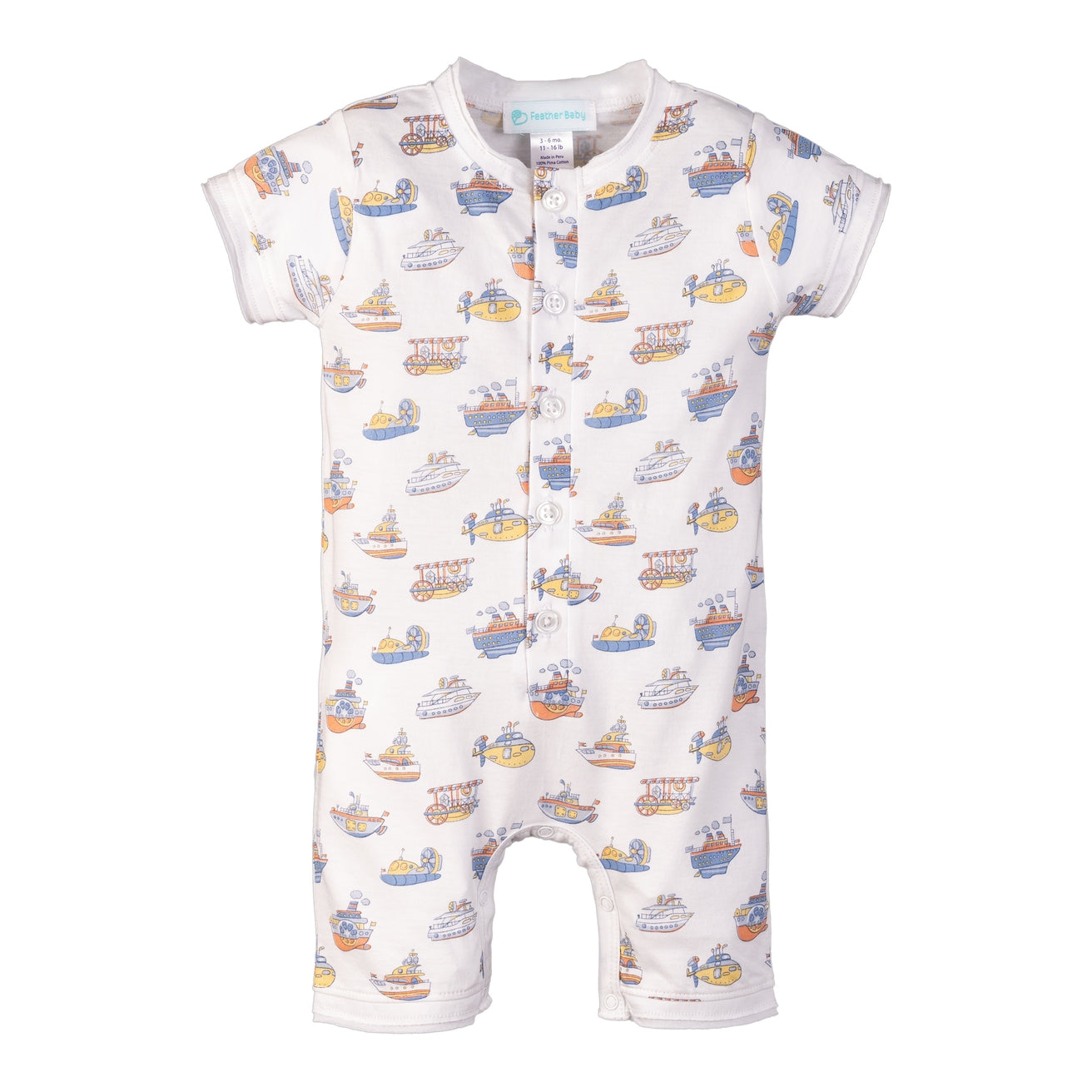 Toy Boats Pima Cotton Henley Romper