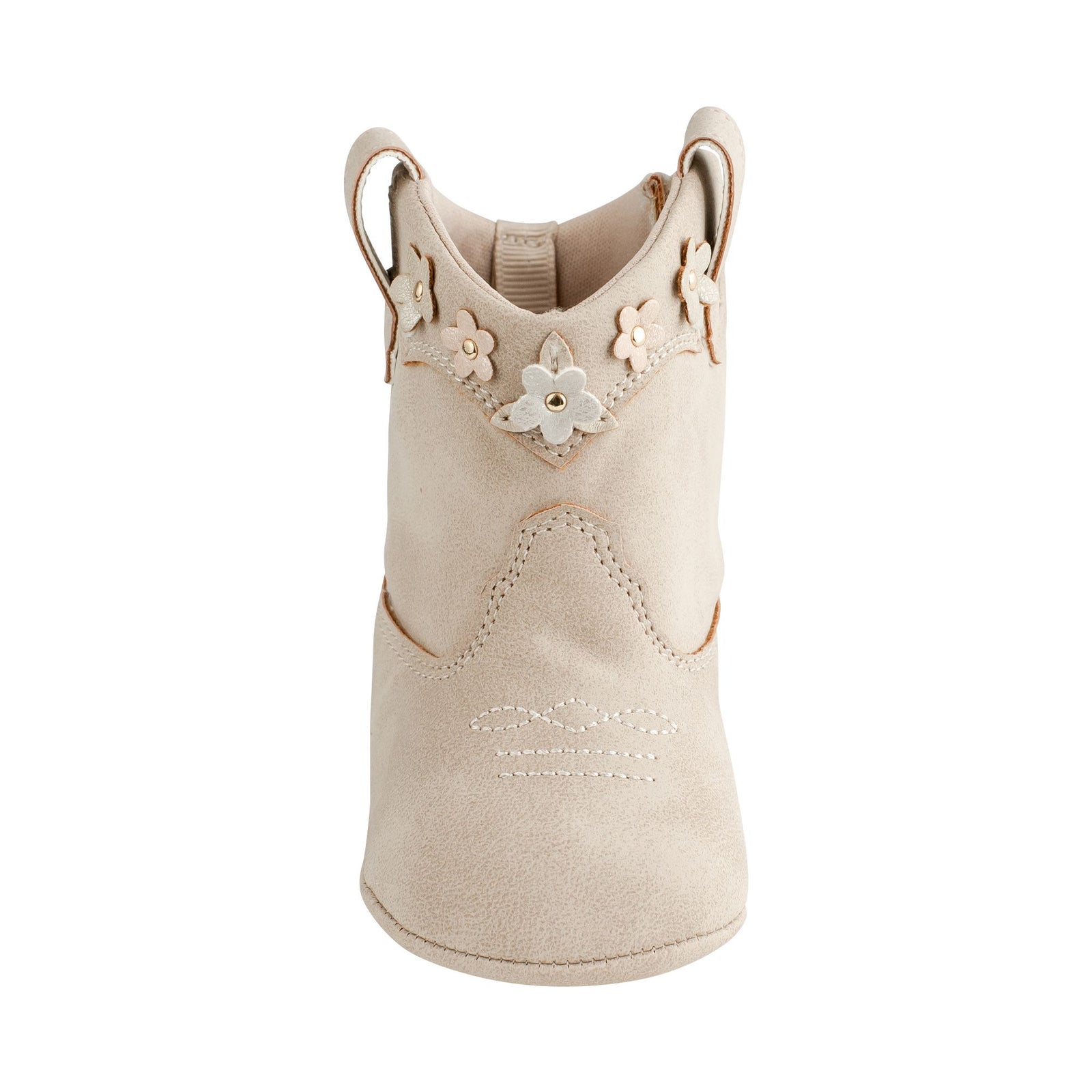 Mia Infant Distressed Western Boot | Taupe with Shimmer Flowers