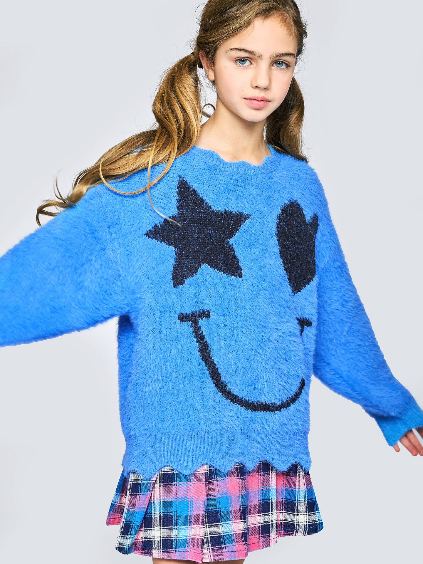 Star/Heart Smiley Face Fuzzy Sweater
