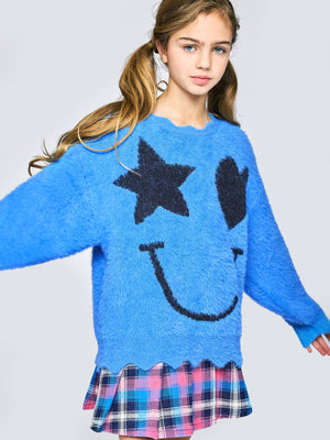 Star/Heart Smiley Face Fuzzy Sweater