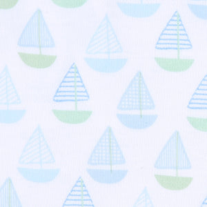 Sweet Sailing Print Zip Footie | Blue