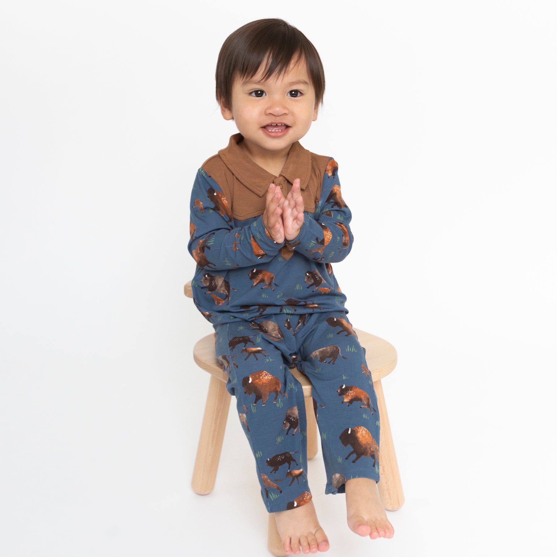 Bison Bamboo Long Sleeve Cowboy Polo Romper