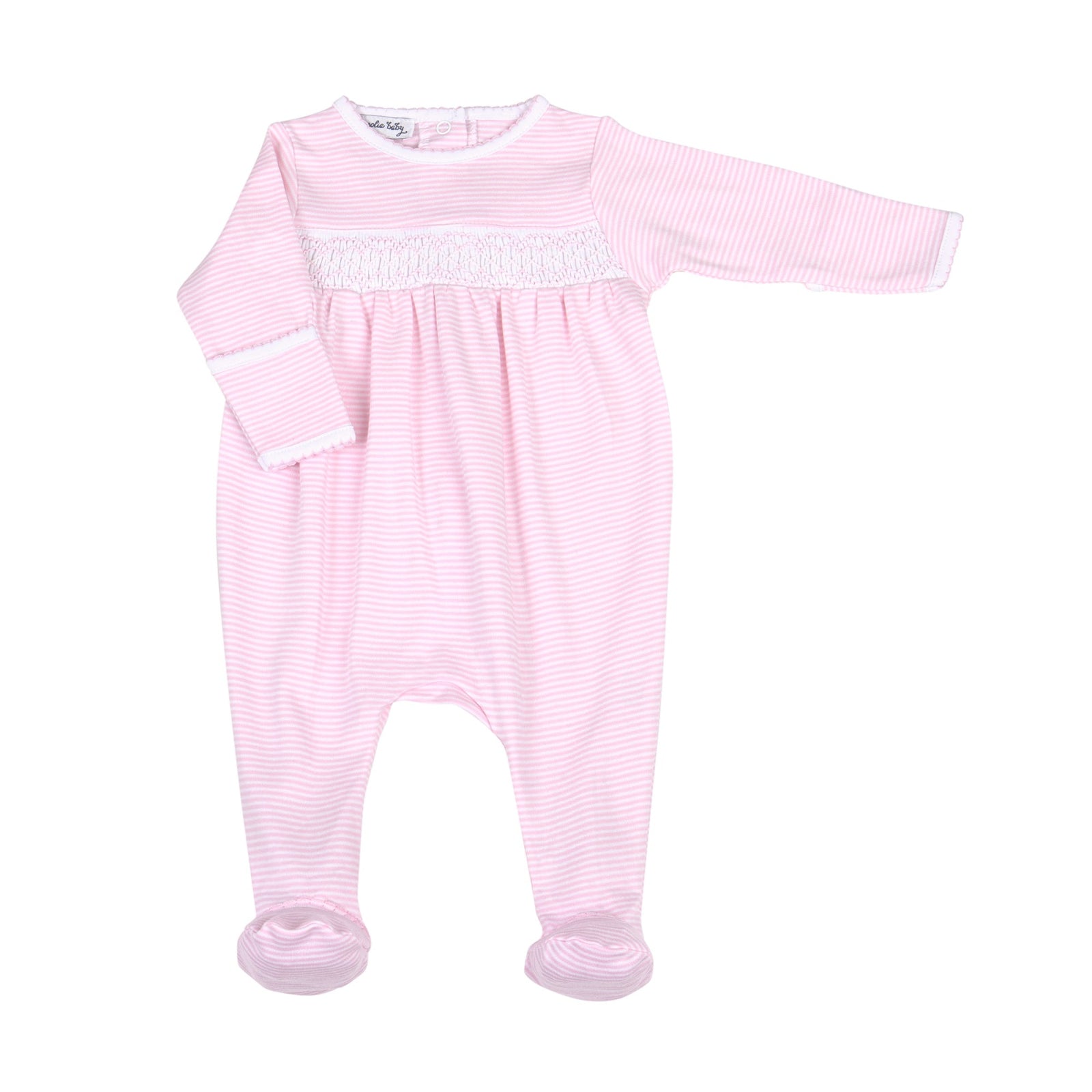 Mini Stripes Smocked Footie | Pink