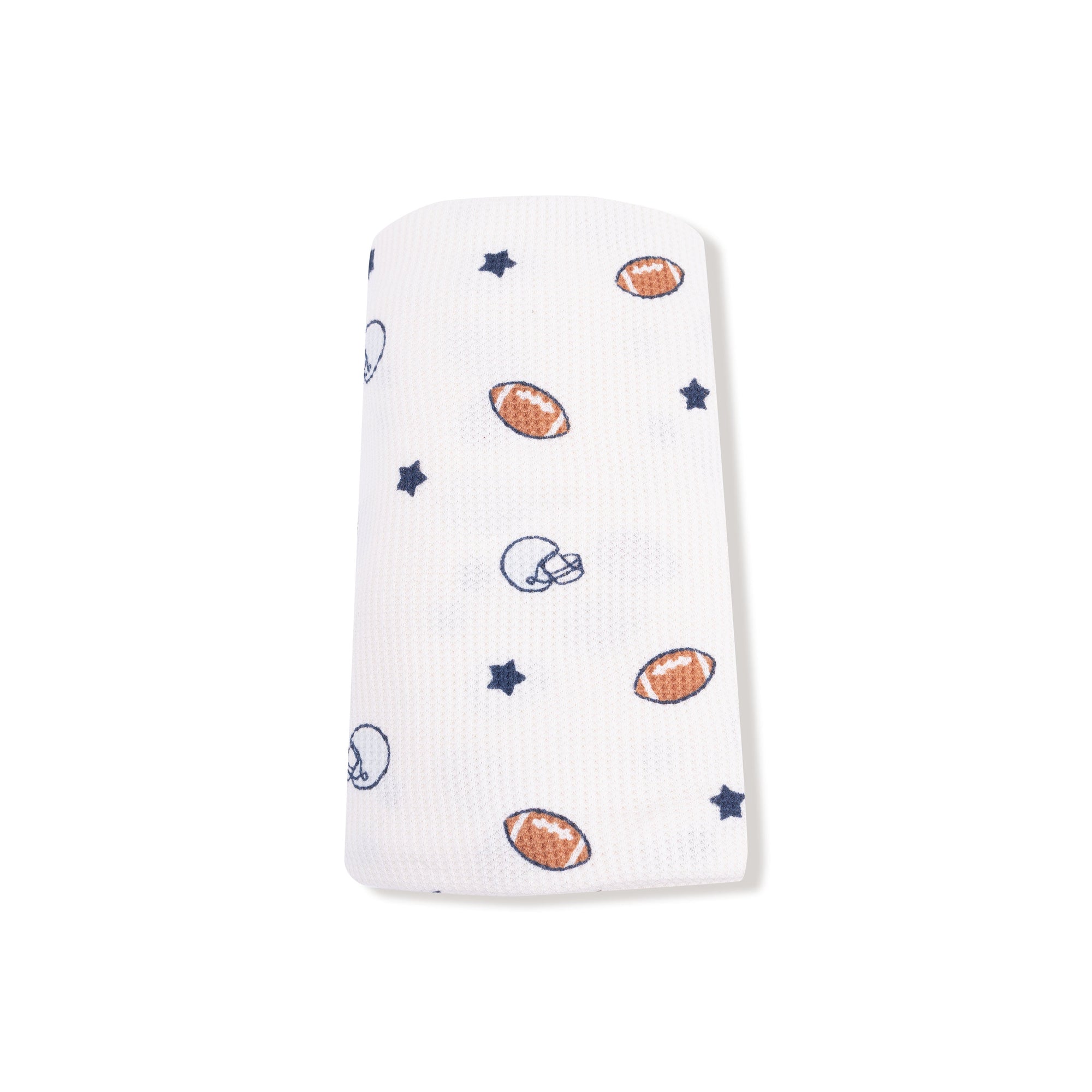 Footballs and Stars Waffle Knit Swaddle Blanket