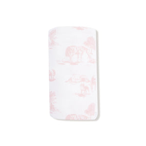 Farm Toile Pink Ribbed Modal Swaddle Blanket