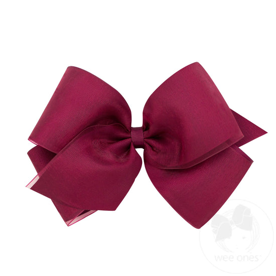 King Grosgrain With Organza Overlay Girls Hair Bow | Assorted Colors