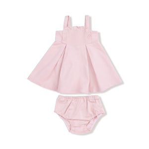 Veiled Pink Corduroy Ruffle Jumper with Diaper Cover
