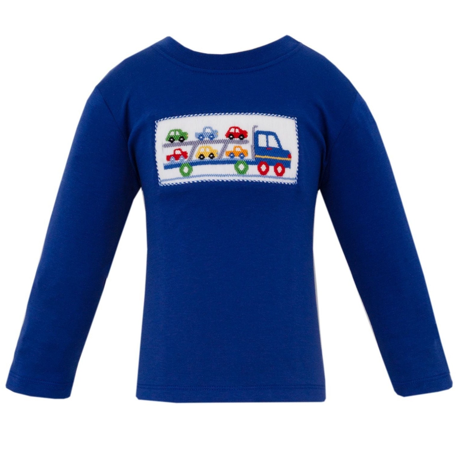 Trailer Trucks Smocked Long Sleeve Knit Shirt | Royal Blue
