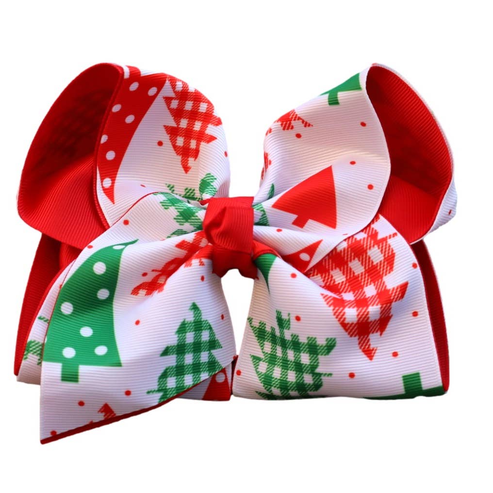 Plaid Pines and Polka Dot Printed Bow