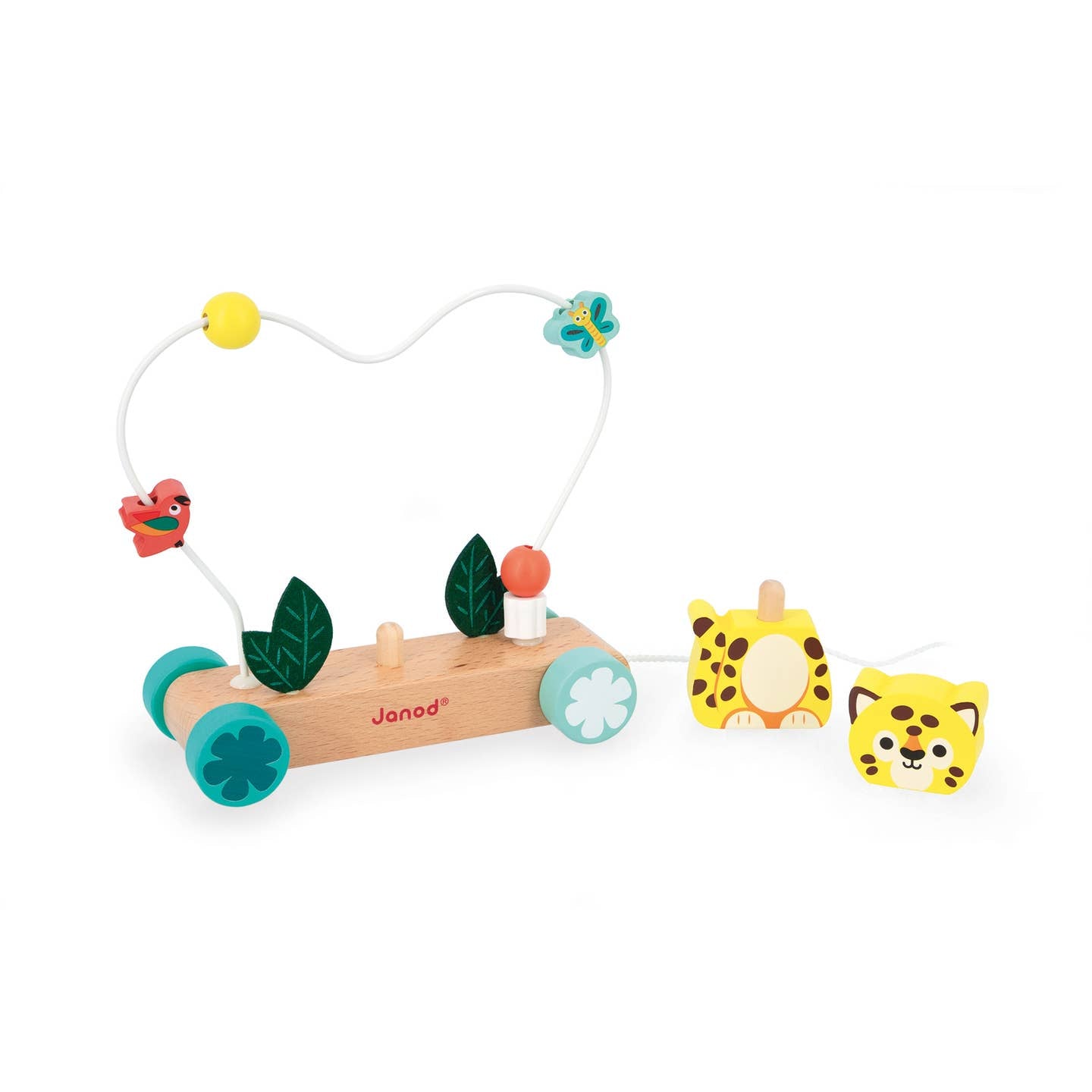 Tropik Pull-Along Jaguar Wooden Stacker Bead Toy