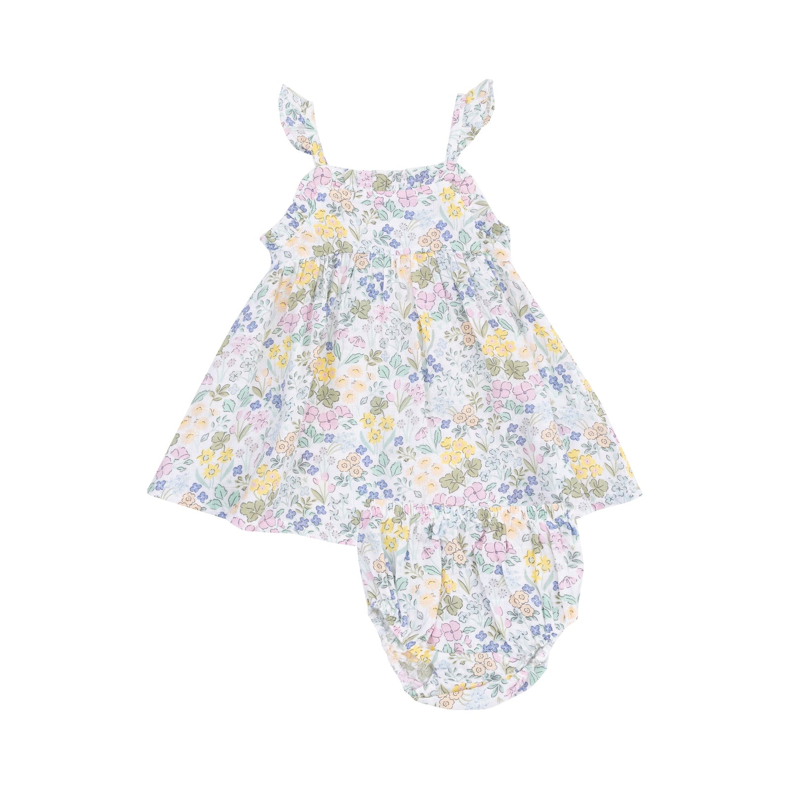 Samantha Floral Muslin Paperbag Ruffle Dress
