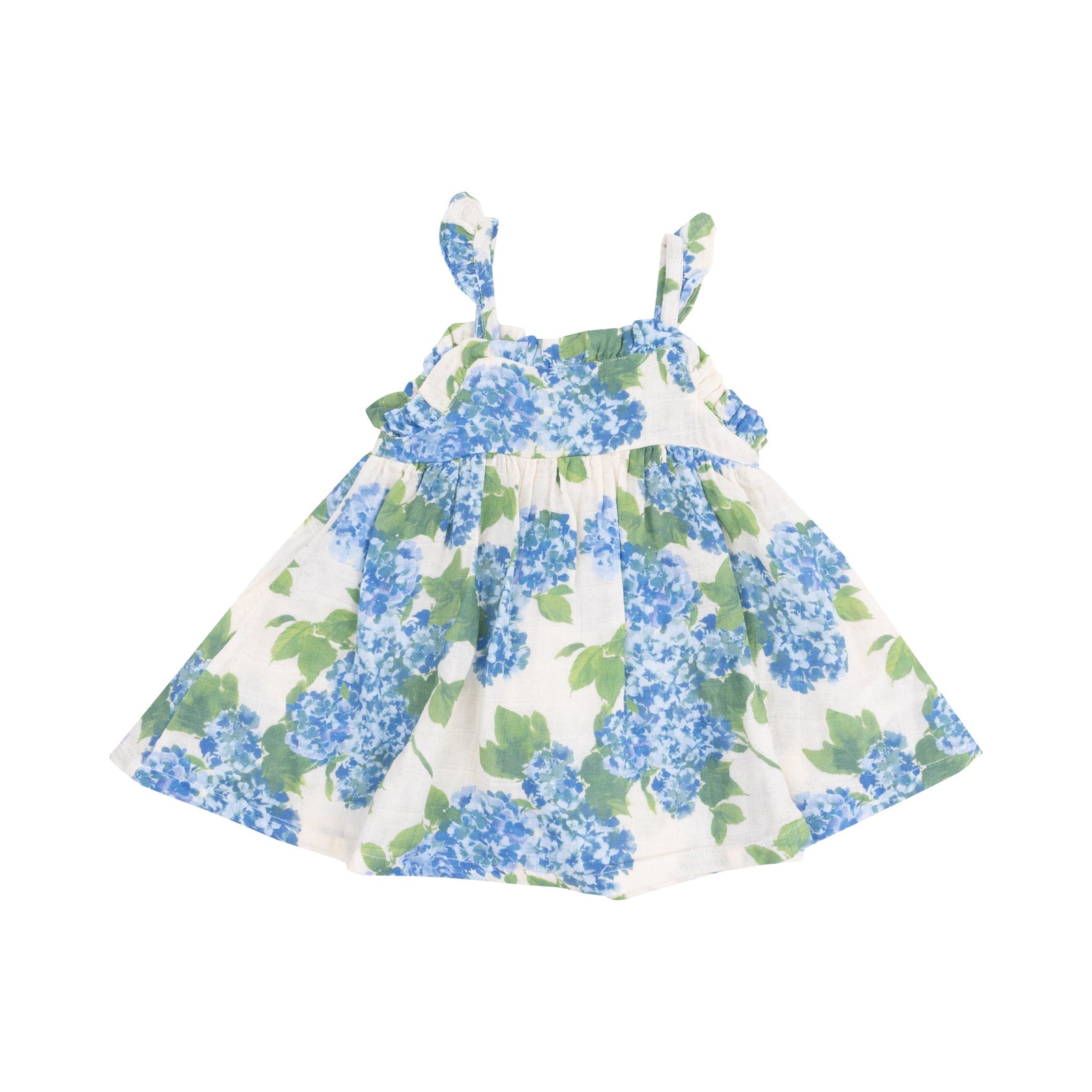 Watercolor Hydrangeas Muslin Paperbag Ruffle Sundress