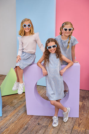 Sadie Top | Grey and Silver Sparkle Stars