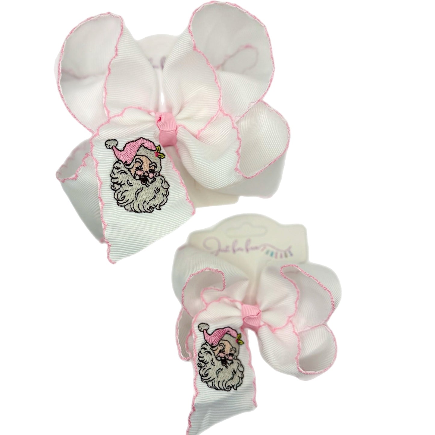 Pink Santa Moonstitch Grosgrain Hair Bow