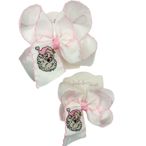 Pink Santa Moonstitch Grosgrain Hair Bow