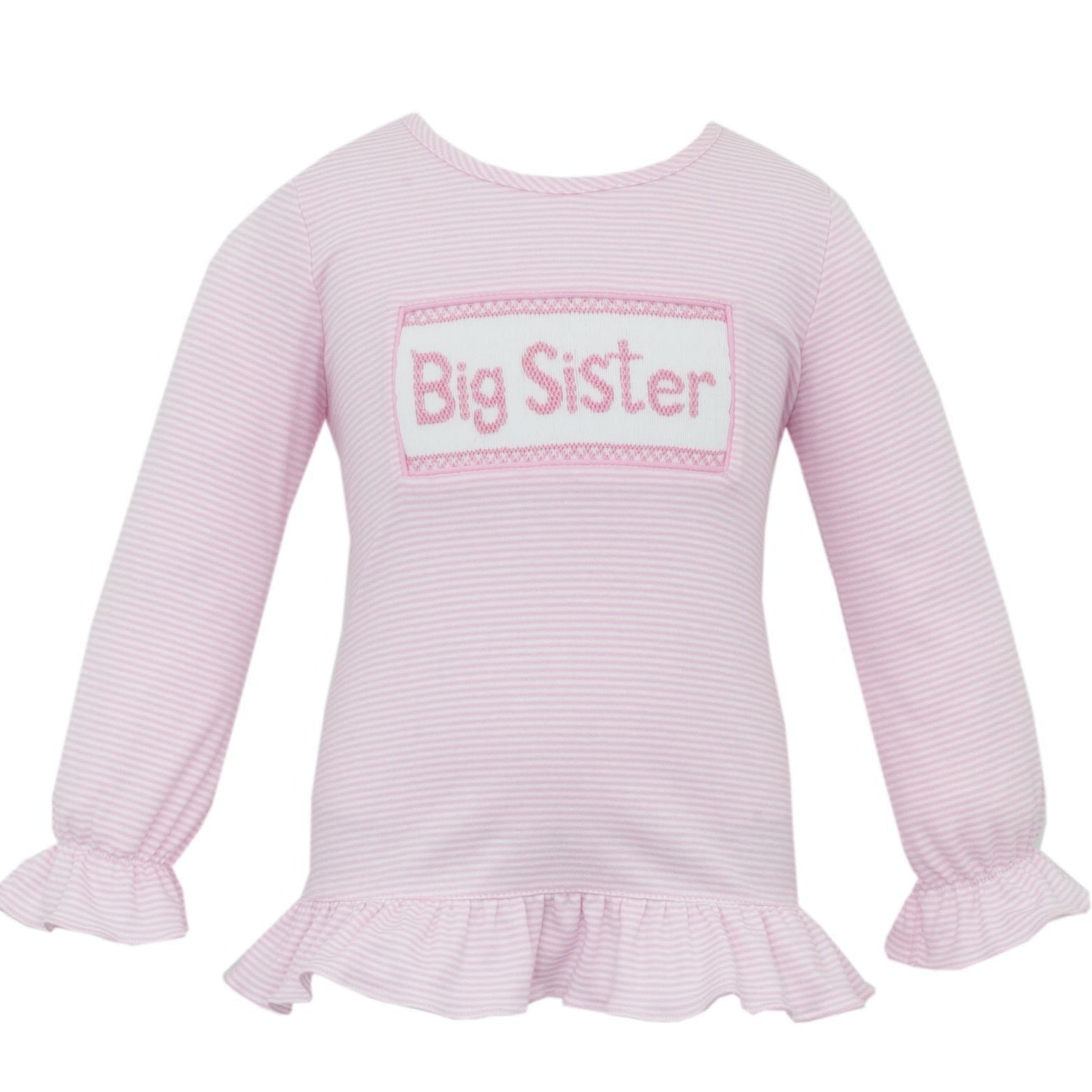 Big Sister Smocked Long Sleeve Knit Shirt | Pink Stripe
