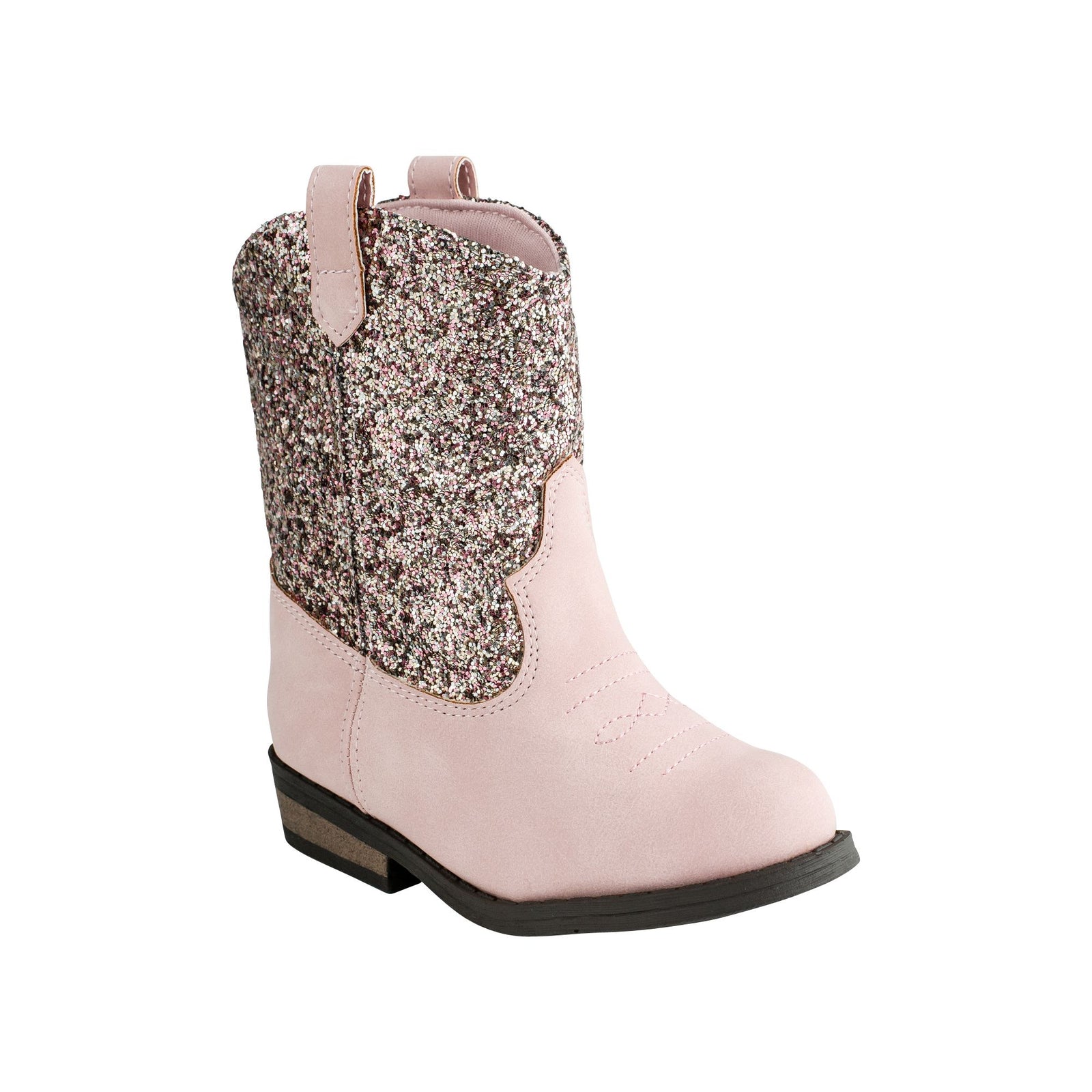 Missy Distressed Western Cowboy Boot | Pink Glitter