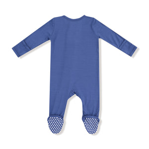 Gray Blue Bamboo 2 Way Zipper Footie